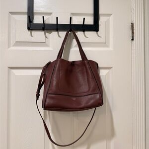 Botiker Soho Leather Tote Bite Size Wine Red EUC